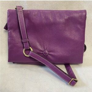 J. Jill Purple pebbles leather crossbody bag purse clutch colorful travel resort